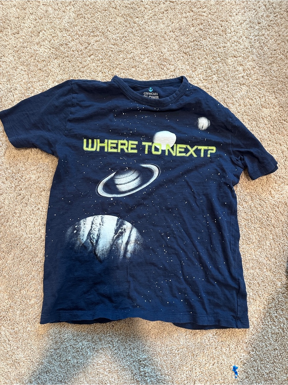 Crewcuts Navy Space Graphic Tee with Lime 'WHERE TO NEXT?'
